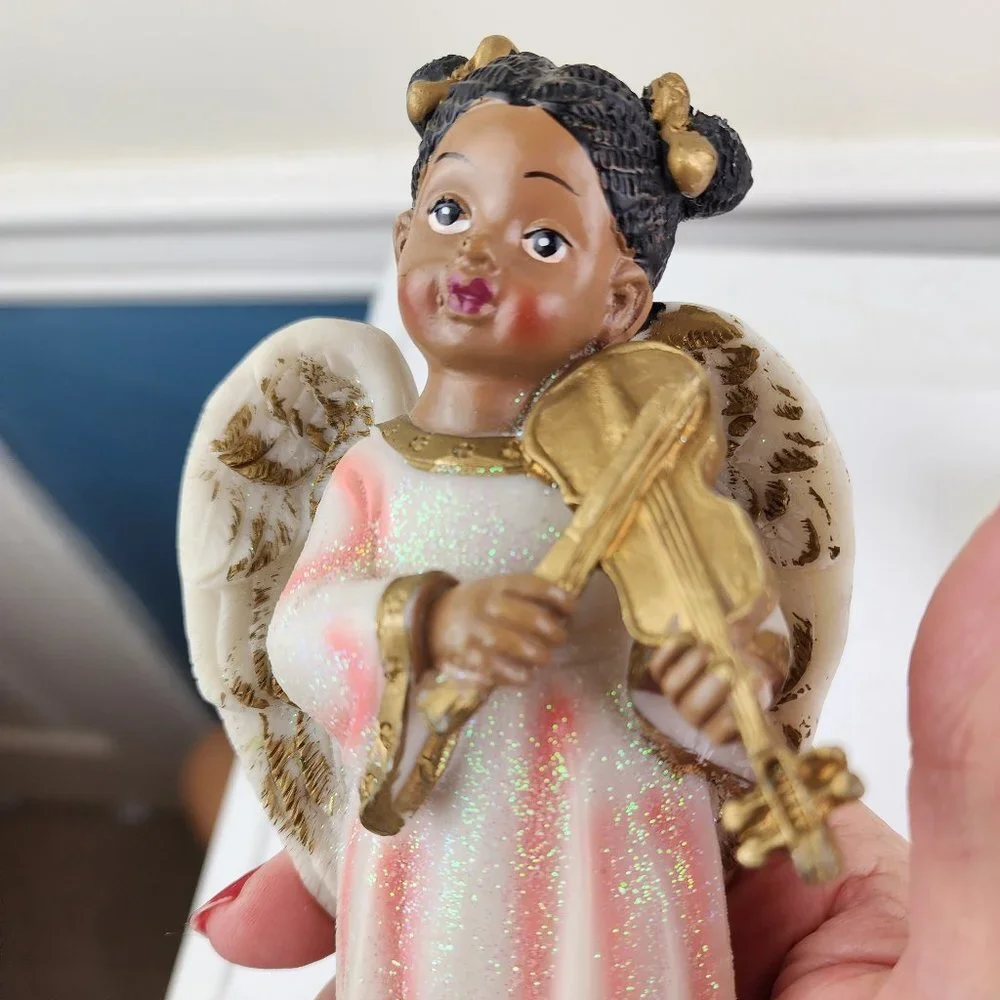 African American Choir Angels Set of Two Figurines